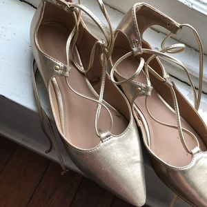 Gold Old Navy Lace Up Flats